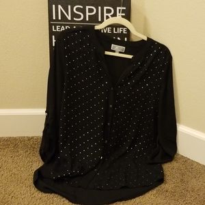Button shirt black with silver studs and buttons